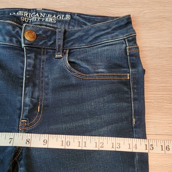 American Eagle Jeans 6 L Jegging Low Rise Medium Dark Wash Super Stretch Denim - Picture 7 of 11